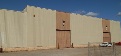 Industrial steel building units on an industrial estate including roller doors